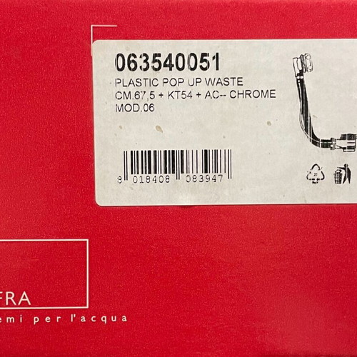 Silfra automatic bathtub valve new, chrome with long overflow pipe