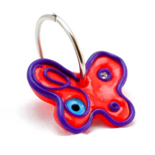 Handmade pet jewelry butterfly tribal red - purple with blue eye and rhinestones new