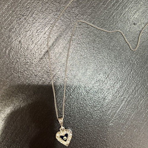 Silver necklace 925 with heart-shaped pendant and eye design, like new