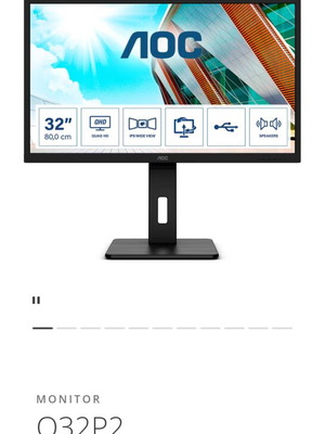 AOC Q32P2 monitor with IPS panel, adjustable height, USB Type-C, speakers