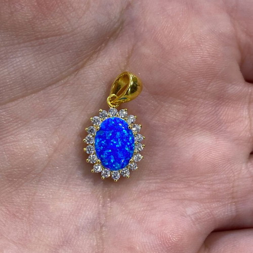 Silver (925) gold-plated pendant with blue opalite new