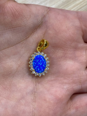 Silver (925) gold-plated pendant with blue opalite new