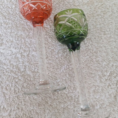Handmade crystal liqueur glasses new, set of 2 pieces