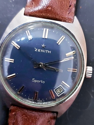 Ρολόι Zenith Sporto 1975 μεταχειρισμένο ανδρικό μπλε κουρδιστό