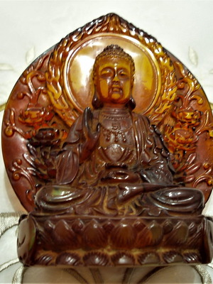 Εδώλιο κεχριμπαριού Shakyamuni Shakya Mani Buddha μεταχειρισμένο 18ος-19ος αιώνας