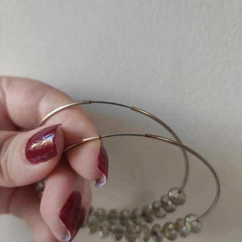 Accessorize Light Gold Hoop Earrings with Beads Like New