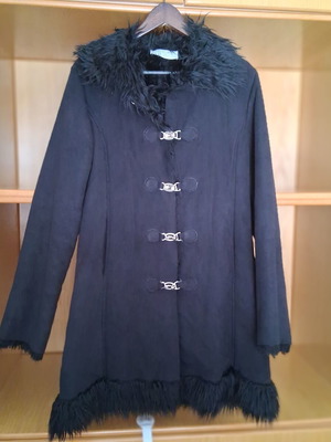 Libellula Rossa women's coat L like new, black with faux fur lining
