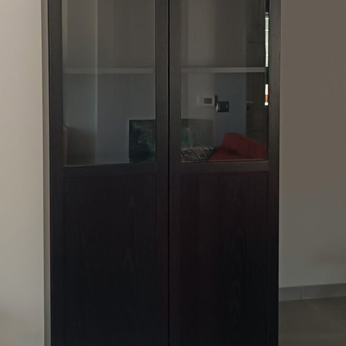 IKEA BILLY bookcase with glass doors, dark brown wenge