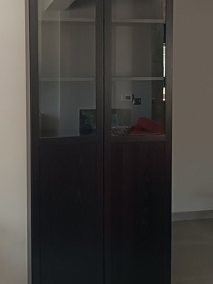 IKEA BILLY bookcase with glass doors, dark brown wenge