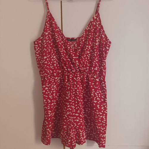 Floral red and white romper
