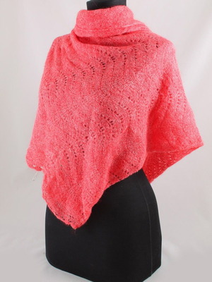 Coral knitted scarf poncho with collar