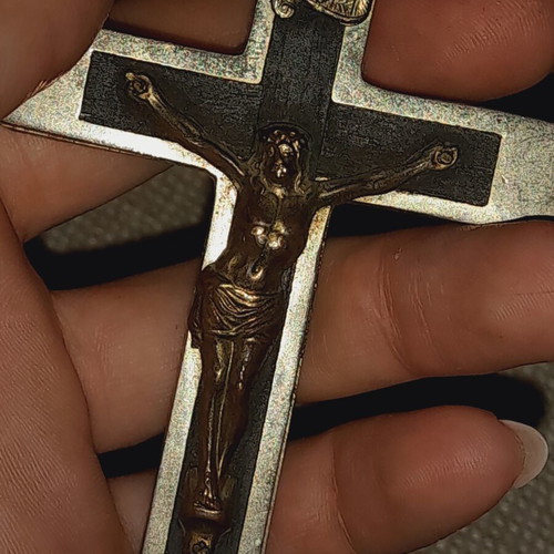 Pectoral Crucifix used, 19th-20th century metal and ebony