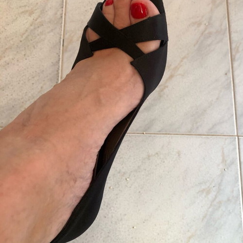 Tsakiris Mallas peep toe black satin pumps used, size 39