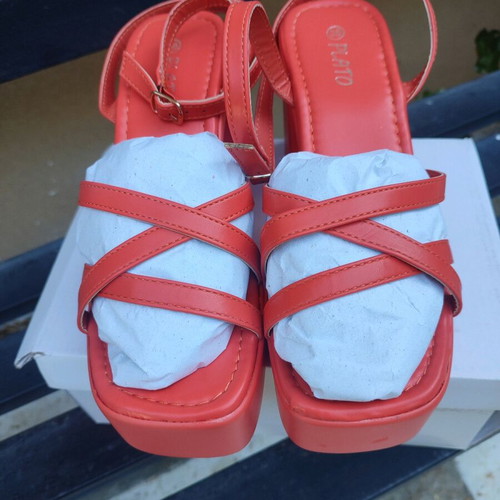 Orange platform sandals new size 38 with thick heel