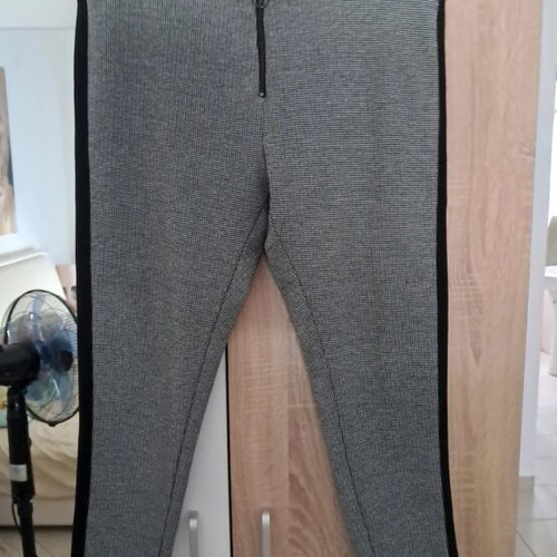Elastic pants leggings, black and white, XXL