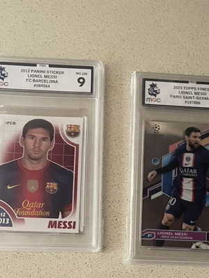 Messi cards used, 2 PSA 9 graded