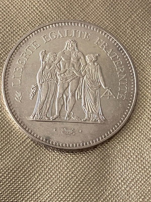 50 francs French 1974 like new, silver
