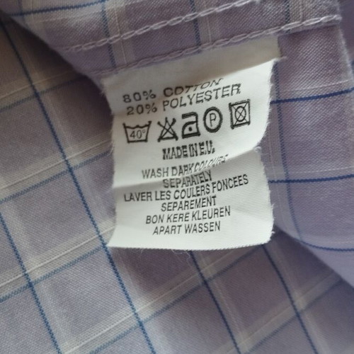 Da Vinci men's checked shirt, M, lilac with blue stripes