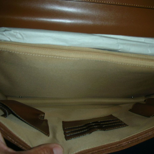 Lloyd leather professional laptop bag like new, beige and brown