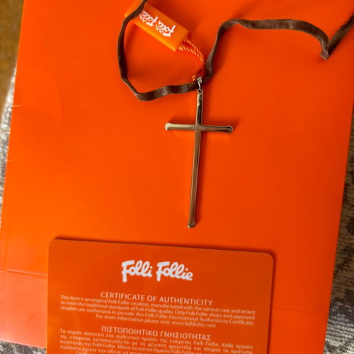 Folli Follie stainless steel cross new with zirconia silver