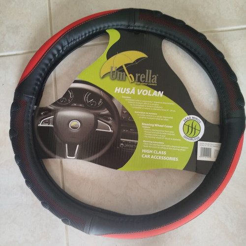 Steering wheel cover with red details, new