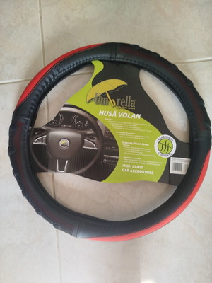 Steering wheel cover with red details, new