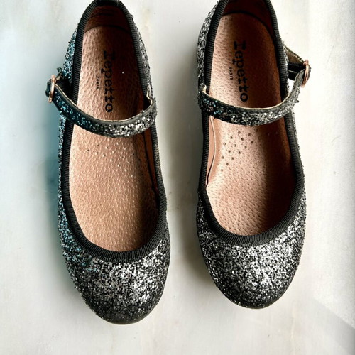 Repetto Paris Girls Black Silver Glitter Mary Jane flats used, EUR29
