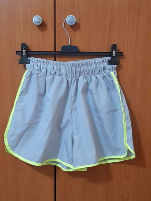 Women's sports shorts like new, size S, gray with neon details