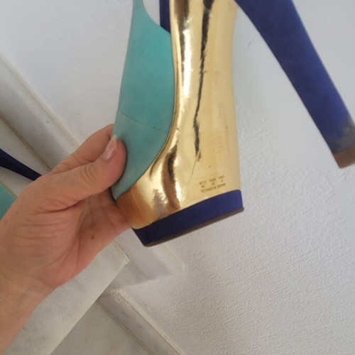 Carrano leather platform slingback heels turquoise and blue size 39 used