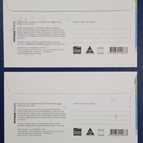 2000 FDC Official First Day Covers Sydney Athens Olympics new