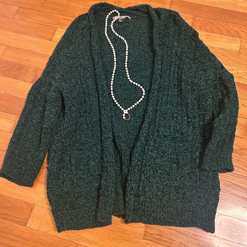 Attrattivo cardigan new, green with soft chenille texture, no small