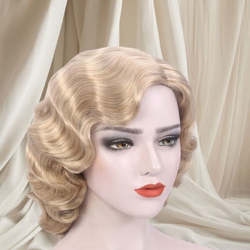 Reewes wig short curly waves 1920s new