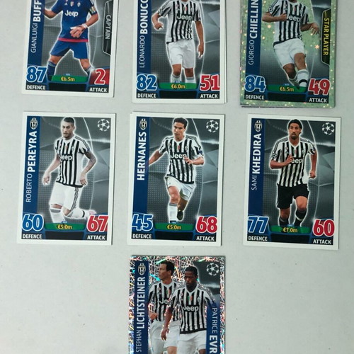 Match Attax 2015/16 Juventus 7-Card Set like new with Buffon, Chiellini, Pereyra