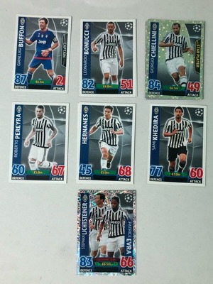Match Attax 2015/16 Juventus 7-Card Set like new with Buffon, Chiellini, Pereyra