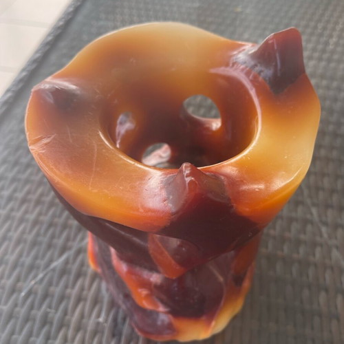 Handmade KHIROS candle like new, brown color with tealight holder