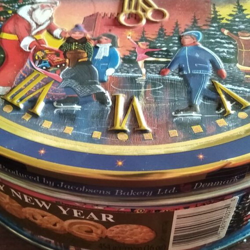 Metal Christmas cookie tins used, pack of 5