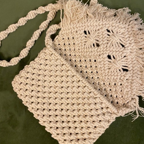 Macrame crossbody bag new, beige