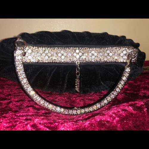 Evening velvet handbag with Swarovski stones new