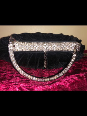 Evening velvet handbag with Swarovski stones new