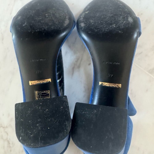 Roberto Cavalli blue suede sandal like new, 7.5cm heel size 40