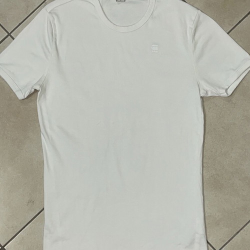 G-Star Raw Men T-Shirt white minimal logo size M like new