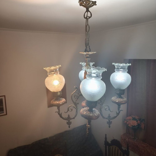 Brass chandelier used with gift wall lamp set