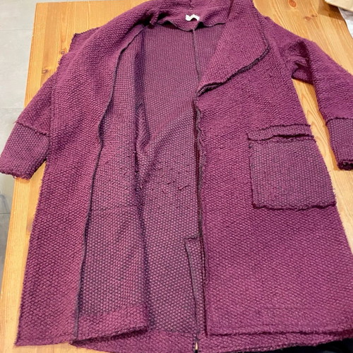 Sunny Studio women's wool coat burgundy like new, open front