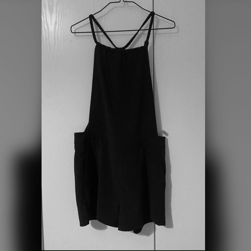 Black fabric playsuit like new, size M