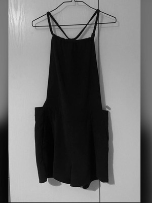 Black fabric playsuit like new, size M