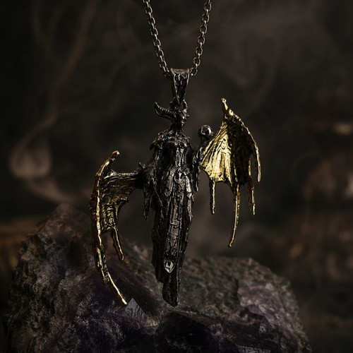 Gothic Men's Angel Wings Necklace Dark Fantasy Stainless Steel