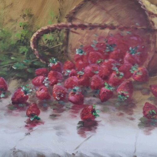 Painting Nikos Papadopoulos like new Still Life with Strawberries