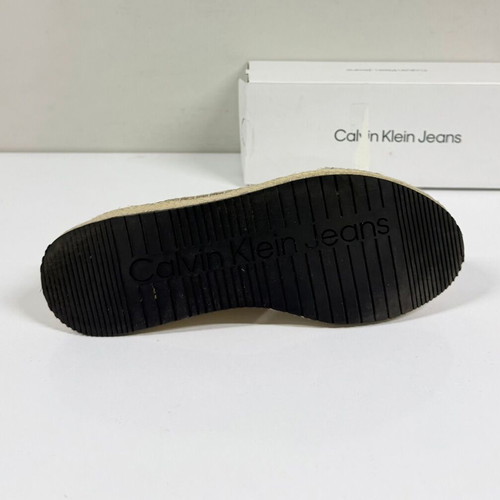 Calvin Klein Jeans Sporty Wedge Rope Sandal used, size 40, beige and gray