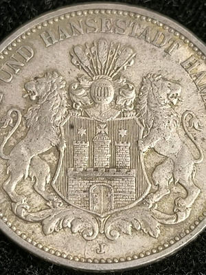 Coin Germany Prussia Wilhelm II 3 Mark 1909 used, silver