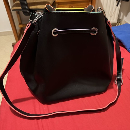 Women's backpack bag new, black with colorful details